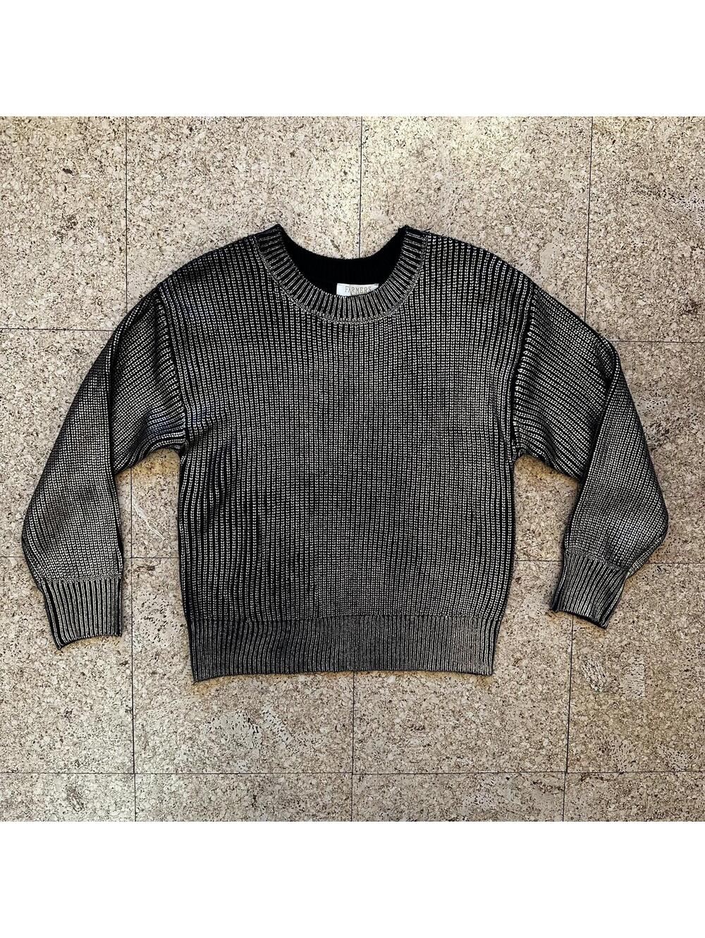 Farmers Market Metallic Gold Foiled Sweater Women's SMALL Indie Goth Chic